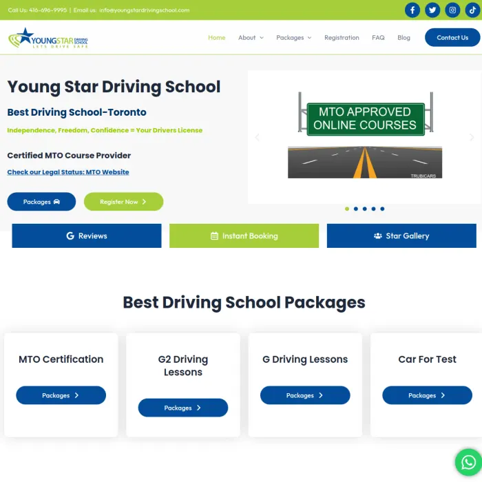 Young Star Driving School website by Kashif Ali